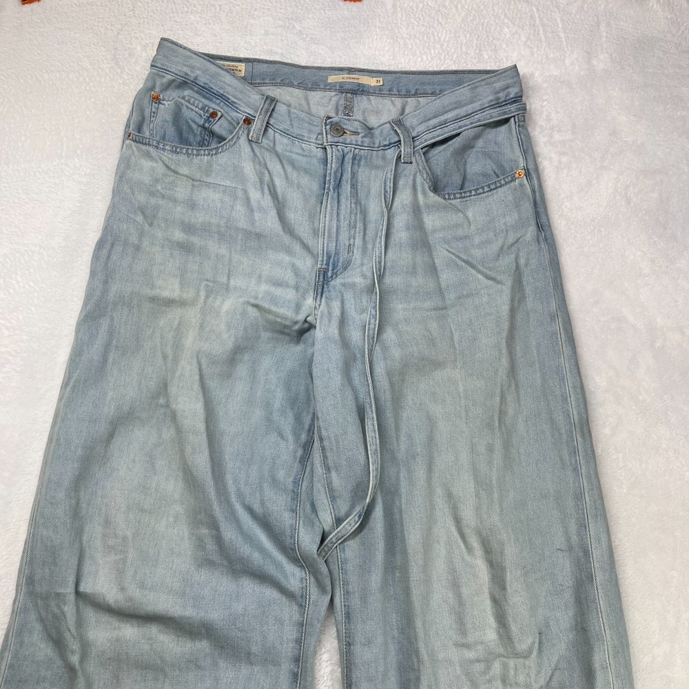 Levi's XL Straight Jeans Women's Blue Denim Pockets Belted Relaxed Baggy - 34X32 - Picture 8 of 14